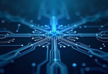 Wall Mural - abstract close-up of a futuristic circuit board resembling a snowflake, showcasing technological inn