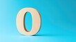 © DigitalDruid - Wooden number zero on blue background symbolizing zero percent discount with ample copy space for business finance promotions and concepts.