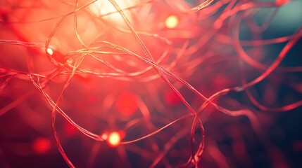 Wall Mural - red copper wires abstract composition representing energy and power in the industrial sector with dy