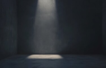 Aufkleber - A dark, minimalist room illuminated by a single beam of light, creating a dramatic atmosphere.