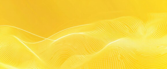 Poster - Abstract waves in vibrant yellow with flowing lines, creating a dynamic visual effect.