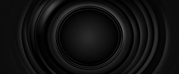 Aufkleber - Abstract black circular design with layered ridges, creating a modern, minimalist aesthetic.
