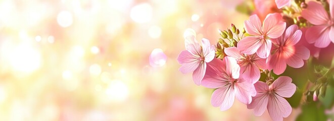 Poster - A soft-focus image of delicate pink flowers against a dreamy background.