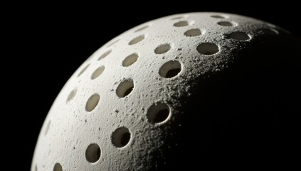 Aufkleber - A close-up of a textured sphere with multiple holes, suggesting a sports-related object.