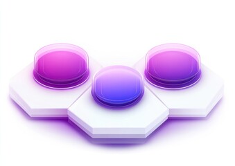 Aufkleber - Three hexagonal buttons with gradient colors, designed for interactive interfaces.