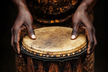 Poster - Hands poised over a traditional drum, ready to play, showcasing cultural musical heritage.