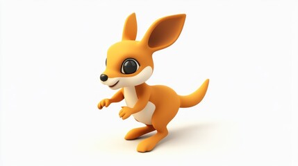 Aufkleber - A cute, stylized orange kangaroo character designed for animation or children's media.