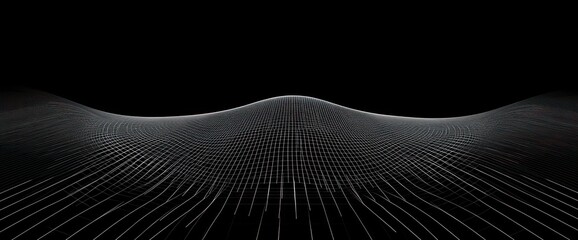Aufkleber - A digital representation of a smooth, curved surface with a grid pattern on a dark background.