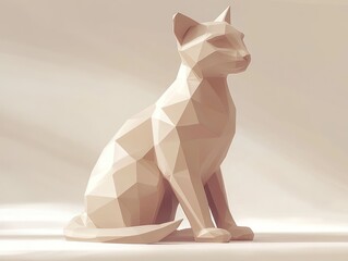 Leinwandbilder - A geometric, stylized sculpture of a cat in a minimalist design.