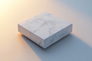 Aufkleber - A minimalist marble block casting soft shadows in a gradient background.