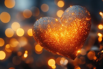 Poster - Warm and dreamy heart bokeh background with smooth light transitions, ideal for festive designs.