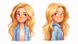 © Rubi - Cute happy blonde cartoon girl vector illustration for designs