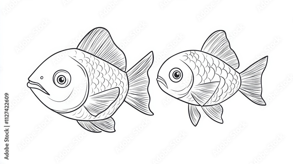 Funny Fish Mom and Baby to be traced only of one line, the tracing ...