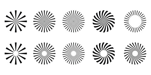 Wall Mural - vintage sunburst icon collection. bursting sun rays. fireworks. logotype or lettering design element