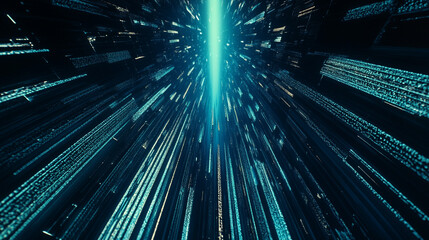 Futuristic Data Stream  Abstract Digital Tunnel  Cyber Technology Background