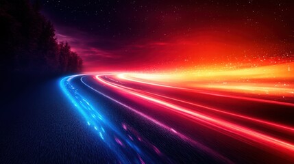 Dynamic motion blur effect in vivid colors against a dark gradient background, perfect for abstract visuals.