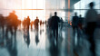 © Michael - Business people walking through the corridor of a modern office building, showcasing dynamic motion and the vibrant energy of corporate life