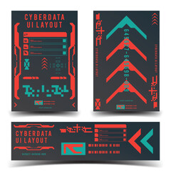 Wall Mural - cyberpunk y2k 2000s gaming futuristic icon pattern set collection banner poster template hud for bra