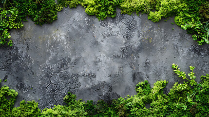 Wall Mural - Green Moss and Sedum on a Textured Concrete Wall