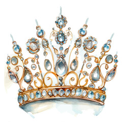 Wall Mural - A watercolor clipart of a tiara, isolated on a white background. Tiara vector.