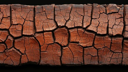 Wall Mural - Driftwood cross-section with organic cracks and rich texture nature background wood art close-up viewpoint for aesthetic appeal