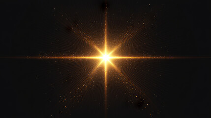 Wall Mural - Golden star shine effects, flash lights with sparkles and glow rays isolated on black background. Vector realistic set of bright yellow glare, gold flare with shiny beams