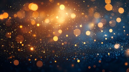 Canvas Print - Bright Golden and Blue Sparkling Lights Create a Magical Atmosphere During a Festive Celebration at Night