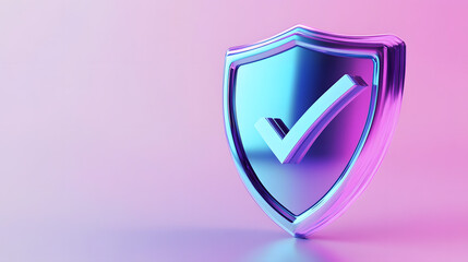 Wall Mural - cartoon 3d icon safety shield check mark perspective . blue and purple symbol security safety icon. 