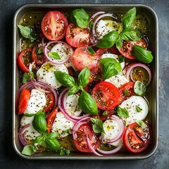 Canvas Print - Ruccola salad with oil, herbs, onion