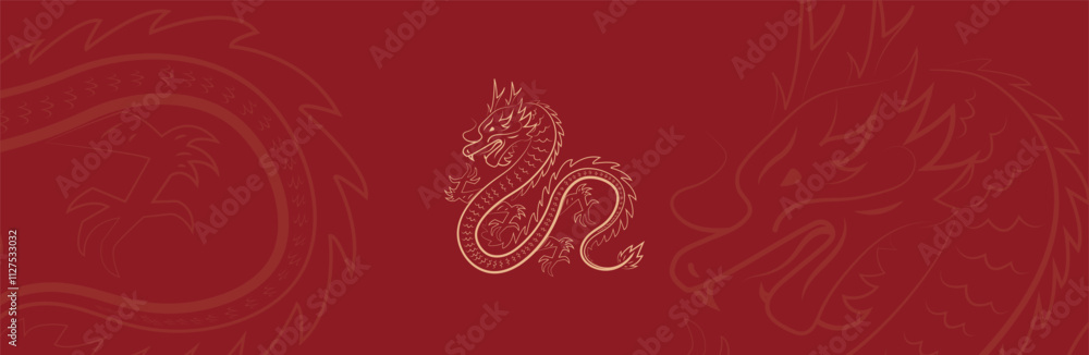 Chinese new year, year of the dragon banner template design with ...