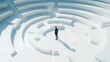© Watermill Studio - businessman stands facing a complex maze pattern, symbolizing challenges and decision-making in professional life