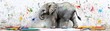 © Avve Diana  - A watercolor scene shows a baby elephant, crayons in trunk, drawing on paper, finding joy in the learning journey.
