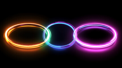 Wall Mural - Neon light circle halo with overlay effect on transparent background. Realistic 3d vector illustration set of glow ring and vortex. abstract circular bright flare with sparkle. Luminous radial portal.