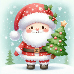 Wall Mural - cute santa illustration