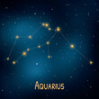 © Kepler - Aquarius constellation glowing in starry night sky: horoscope and astronomy theme.