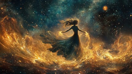 Wall Mural - Celestial bodies creating a cosmic dance.