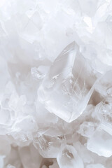 Wall Mural - Delicate Large Quartz Crystals on a White Clean Background