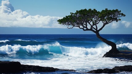 Wall Mural - Breathtaking View of North Shore Oahu with Bonsai Pipeline Gliding into the Pacific Ocean, Showcasing the Beauty of Hawaii's Paradise Beach and Waves
