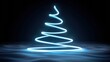 © starush - Glowing blue spiral forms a Christmas tree shape against a dark, wavy background, AI
