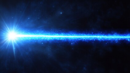 Aufkleber - Abstract blue laser beam light background with lens flare and stardust, a science fiction or space concept.