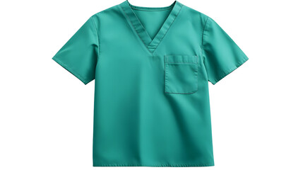 Green nurse scrub shirt, isolated on a white background. PNG transparent.