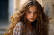 © Iigo - Portrait of a beautiful little girl with long curly hair and blue eyes