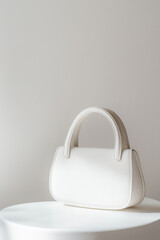 Wall Mural - Minimalist Composition with Stylish White Women's Handbag on Clean Light White Background