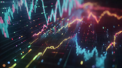 Leinwandbilder - Vibrant stock market graph showing upward trend, symbolizing financial growth, investment success, and strong market performance