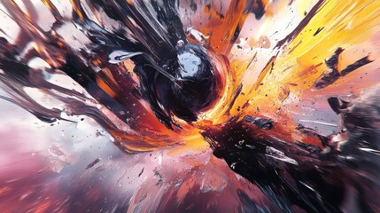 Wall Mural - abstract art bursting with energy, featuring vibrant color splashes and dynamic textures for a livel