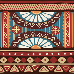 Wall Mural - Seamless pattern tribal texture, ethnic background in simple style