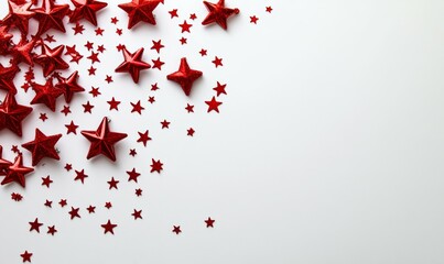 Wall Mural - My Christmas card design includes a white background, red stars, and space for text or images.