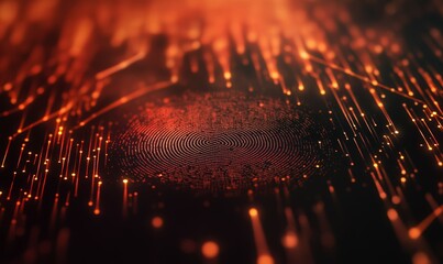 Personal data protection concept, fingerprint scan with network lines, symbolizing secure authentication systems