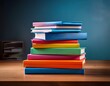 © Fenti - Pile of colorful textbooks on wooden desk