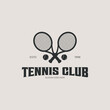 © rozvabarokah - Crossed tennis rackets and ball logo vector vintage illustration design, sign and symbol